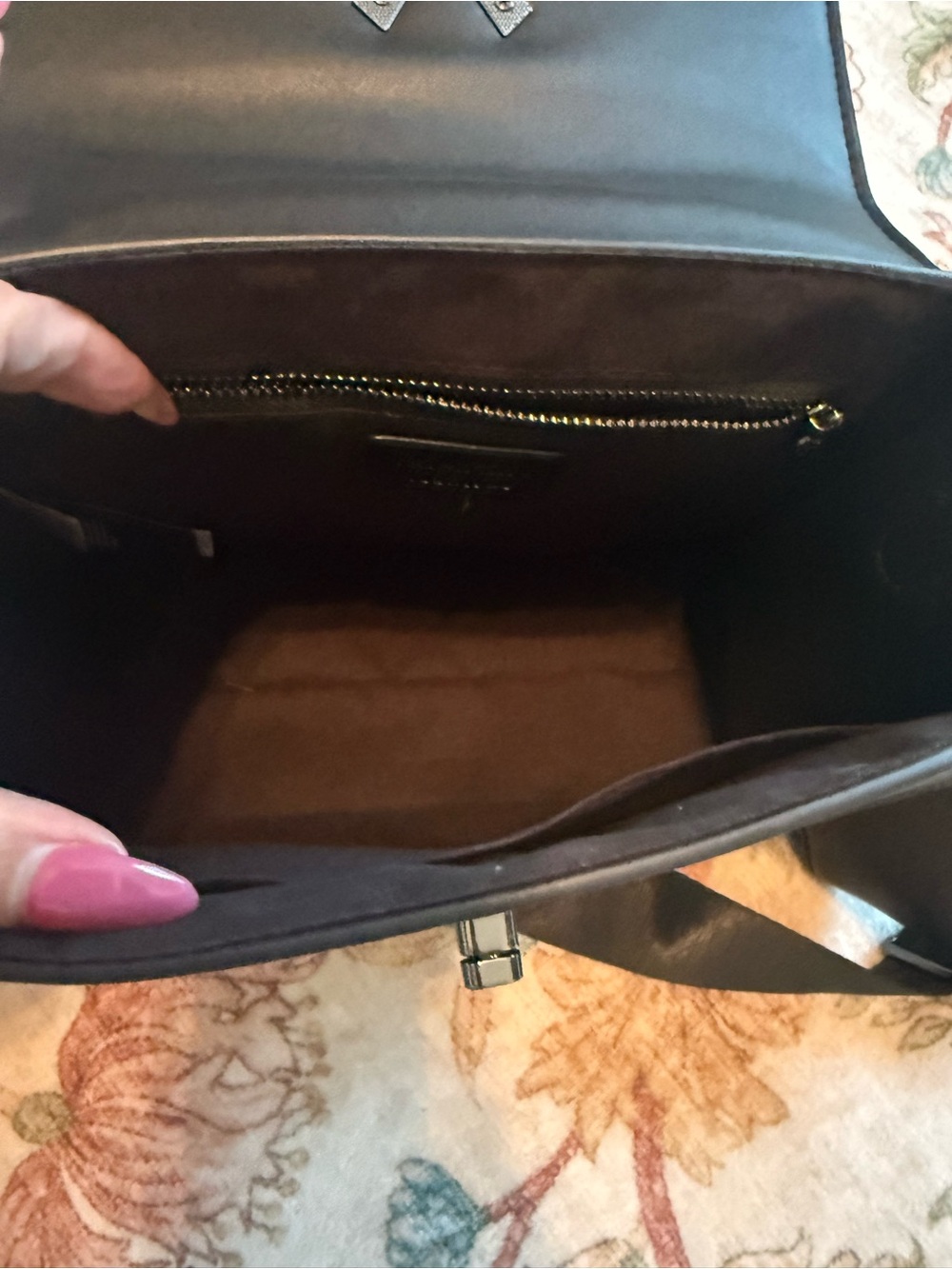Valentino Orlandi Black Stud-Accent Messenger Bag with Zip Pouch - Picture 7 of 8